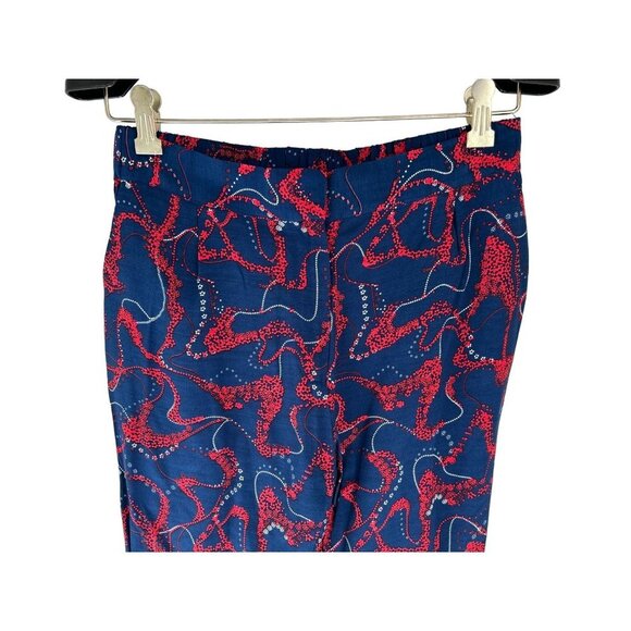 Berenice Size 36 Pants Blue Red Geometric Adjustable Waits - Picture 2 of 8